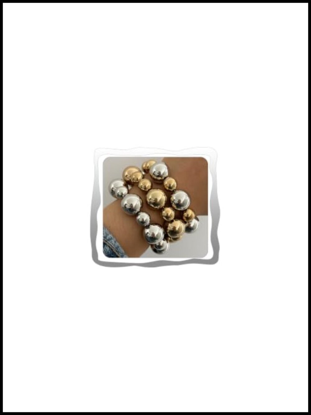 Chunky Stackable Beaded Stretch Bracelets for Women Geometric Bangle Gold Silver